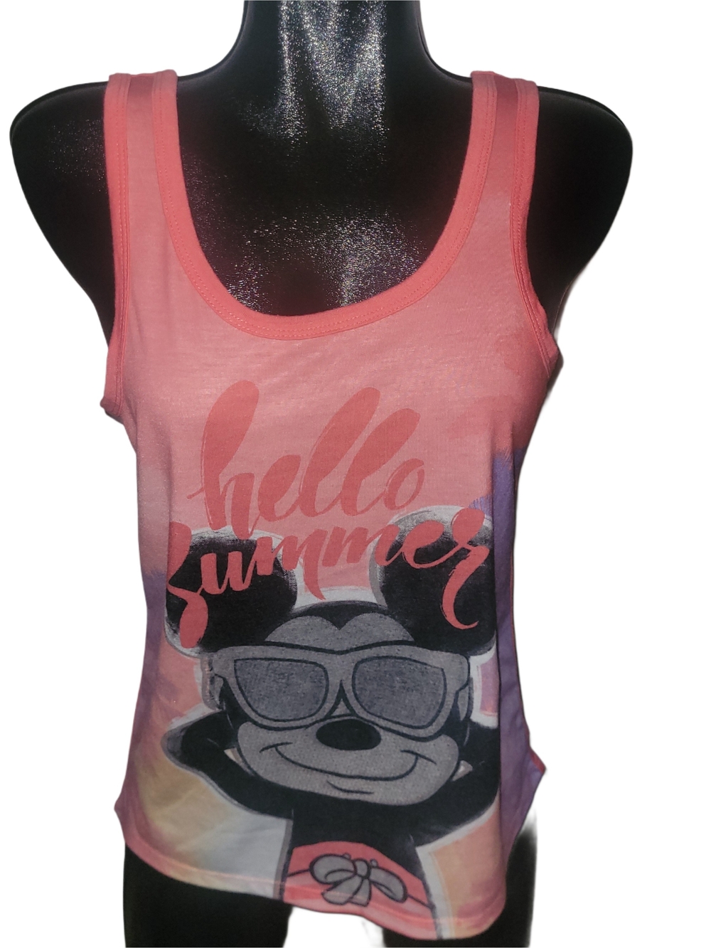 Disney Mickey Mouse Pink Hello Summer Graphic Tank Top Size M